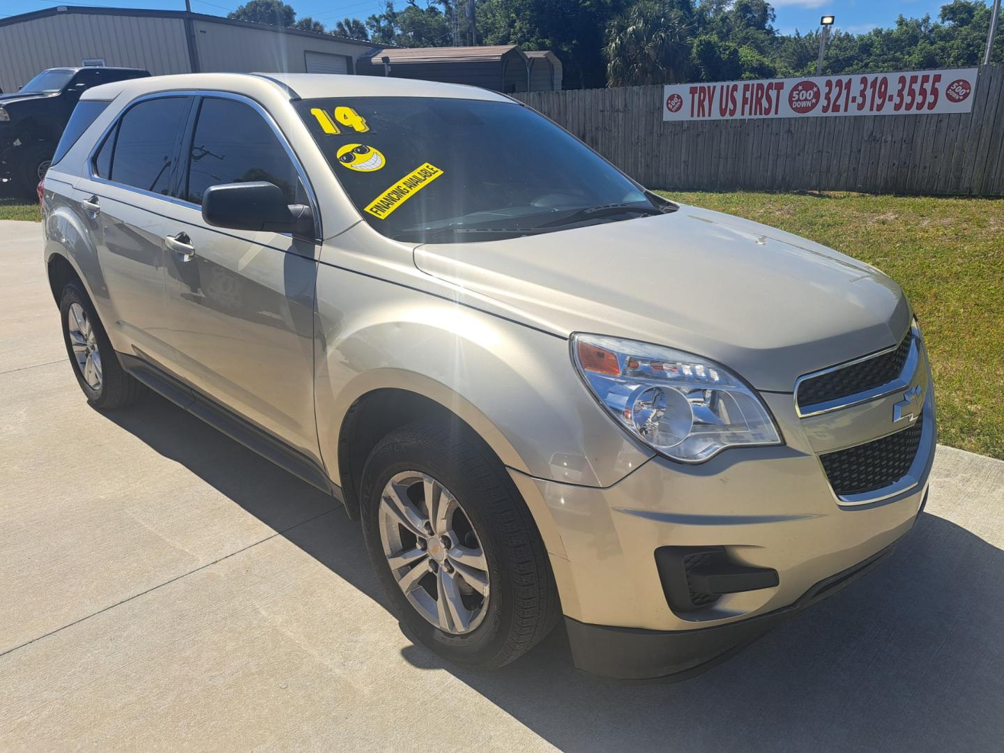 2014 Gold /BLACK Chevrolet Equinox LS 2WD (1GNALAEK1EZ) with an 2.4L L4 DOHC 16V FFV engine, 6-Speed Automatic transmission, located at 1181 Aurora Rd, Melbourne, FL, 32935, (321) 241-1100, 28.132914, -80.639175 - Photo#1